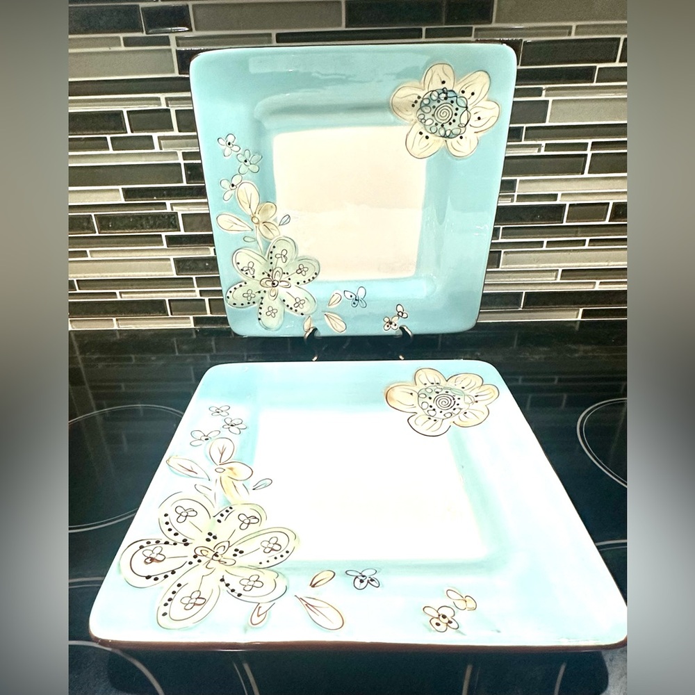 Pier 1 Imports Cassidy Hand-Painted Dinner Plates Dead Stock (set of 2)